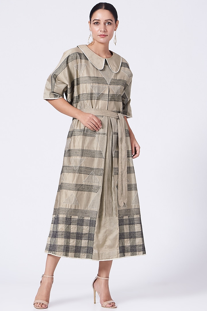 Nude & Grey Long Tunic by ABHI SINGH MADE IN INDIA