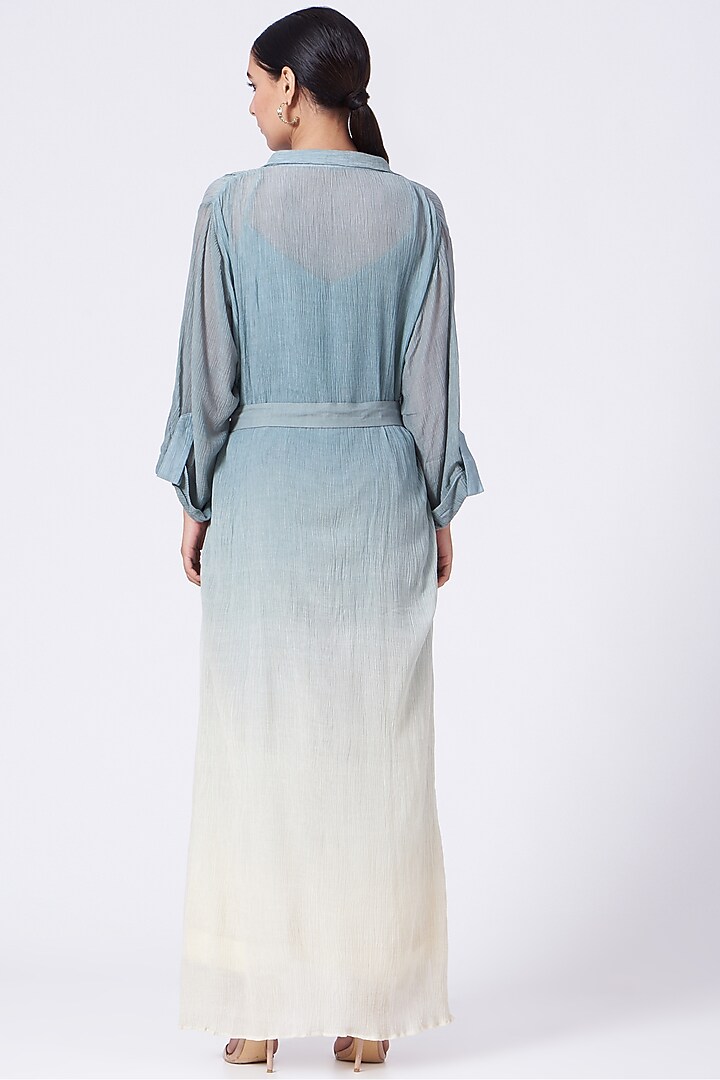 Blue Ombre Jacket Set by ABHI SINGH MADE IN INDIA at Pernia's Pop Up Shop
