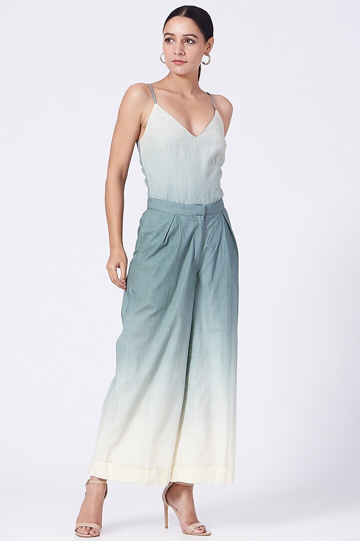 Blue Ombre Jacket Set by ABHI SINGH MADE IN INDIA at Pernia's Pop Up Shop