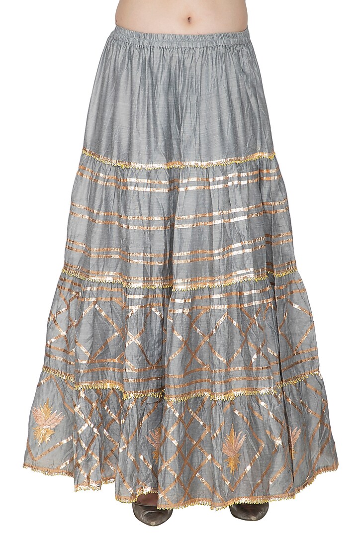 Ash Grey Embroidered Wedding Lehenga Set by Abhi Singh at Pernia's Pop Up Shop