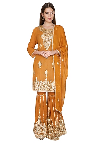 Turmeric Yellow Kurta Sharara Set by Abhi Singh