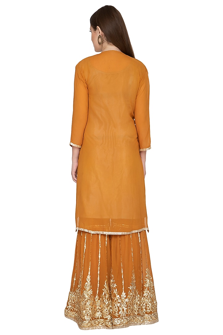 Turmeric Yellow Kurta Wedding Sharara Set by Abhi Singh at Pernia's Pop Up Shop