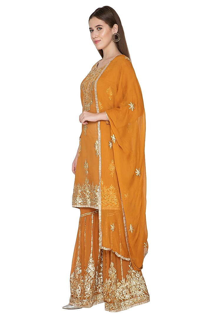 Turmeric Yellow Kurta Wedding Sharara Set by Abhi Singh at Pernia's Pop Up Shop