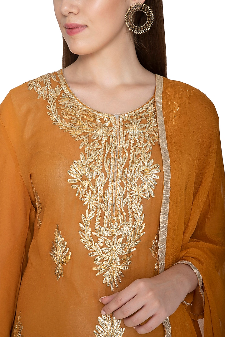 Turmeric Yellow Kurta Wedding Sharara Set by Abhi Singh at Pernia's Pop Up Shop