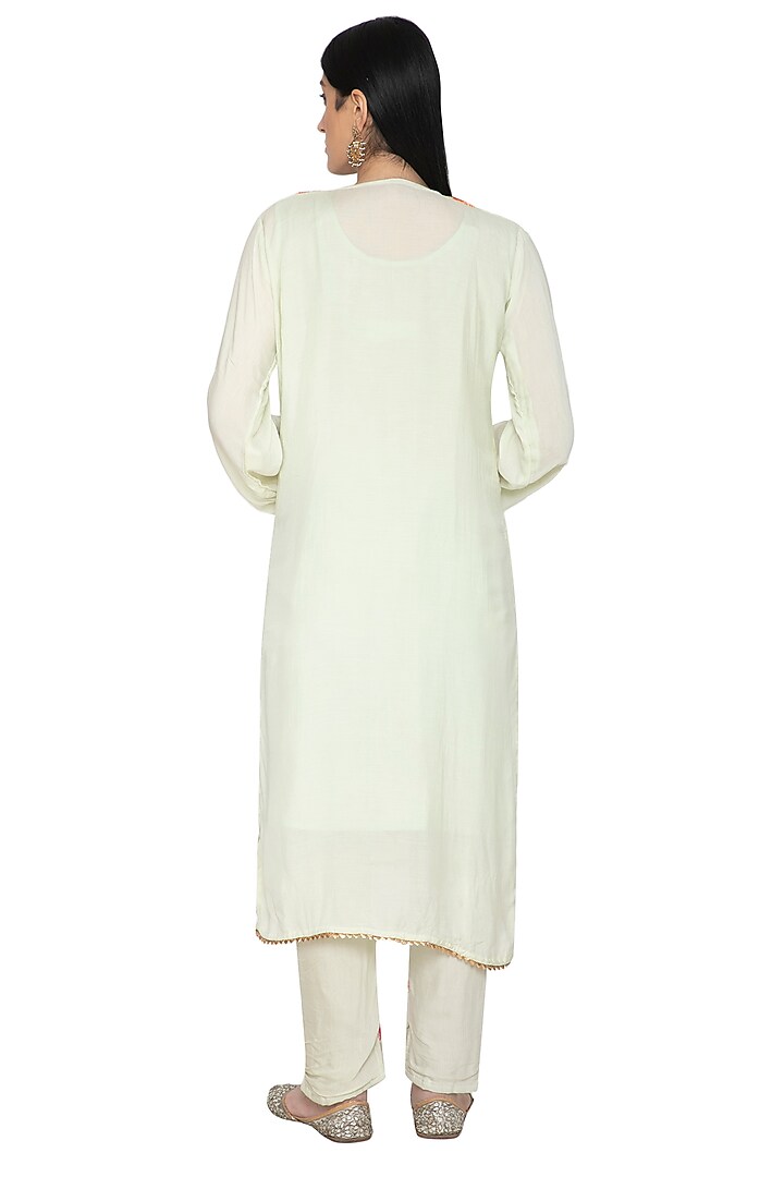 Sea Green Floral Kurta Set by Abhi Singh at Pernia's Pop Up Shop