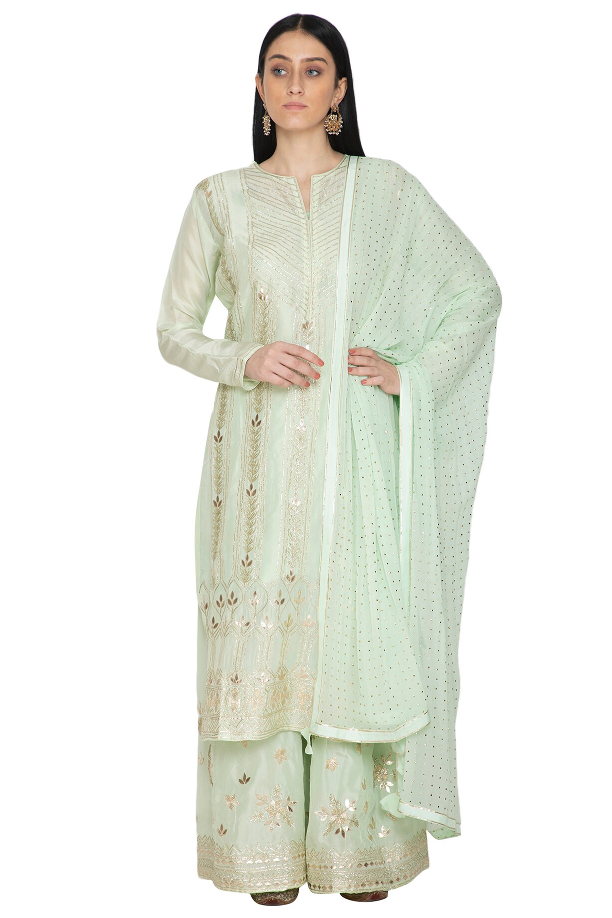 Serene Sea Green Self Woven Art Silk Kurta Set Perfect Blend of Tradition and Grace
