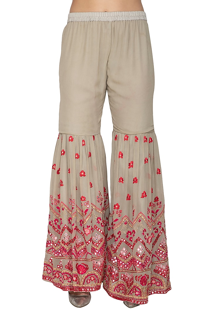 Grey Embroidered Gharara Set by Abhi Singh at Pernia's Pop Up Shop