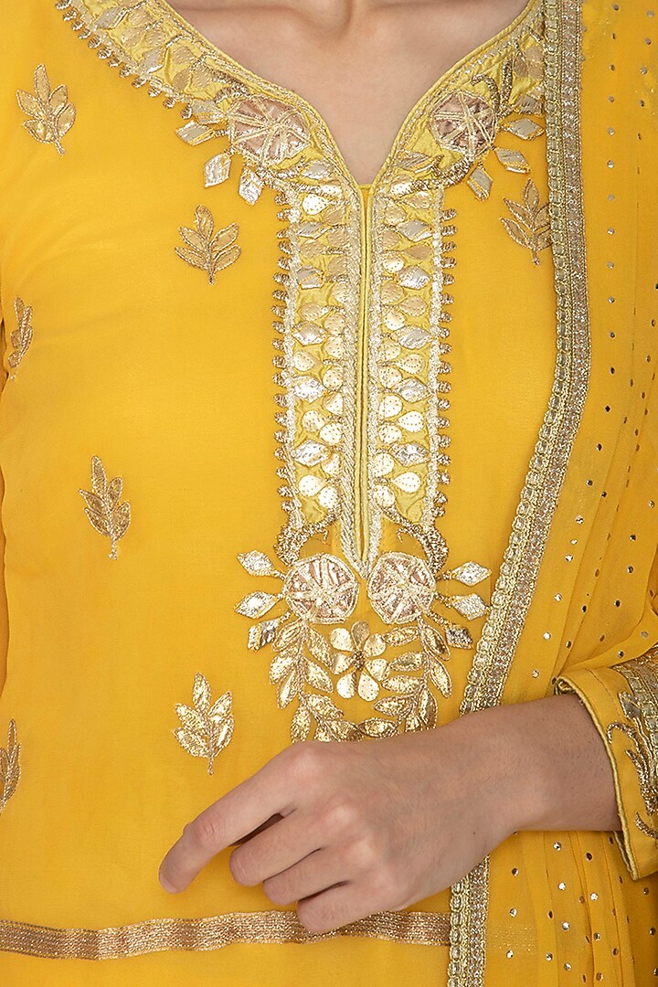 Yellow Double Layered Gharara Set by Abhi Singh at Pernia's Pop Up Shop