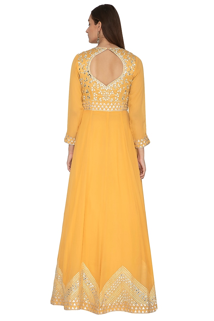 Yellow Embellished Wedding Anarkali With Dupatta by Abhi Singh at Pernia's Pop Up Shop