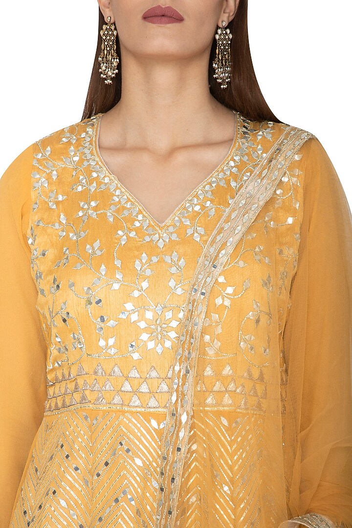 Yellow Embellished Wedding Anarkali With Dupatta by Abhi Singh at Pernia's Pop Up Shop