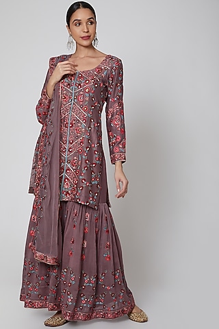 Nude Embroidered Gharara Set by Abhi Singh