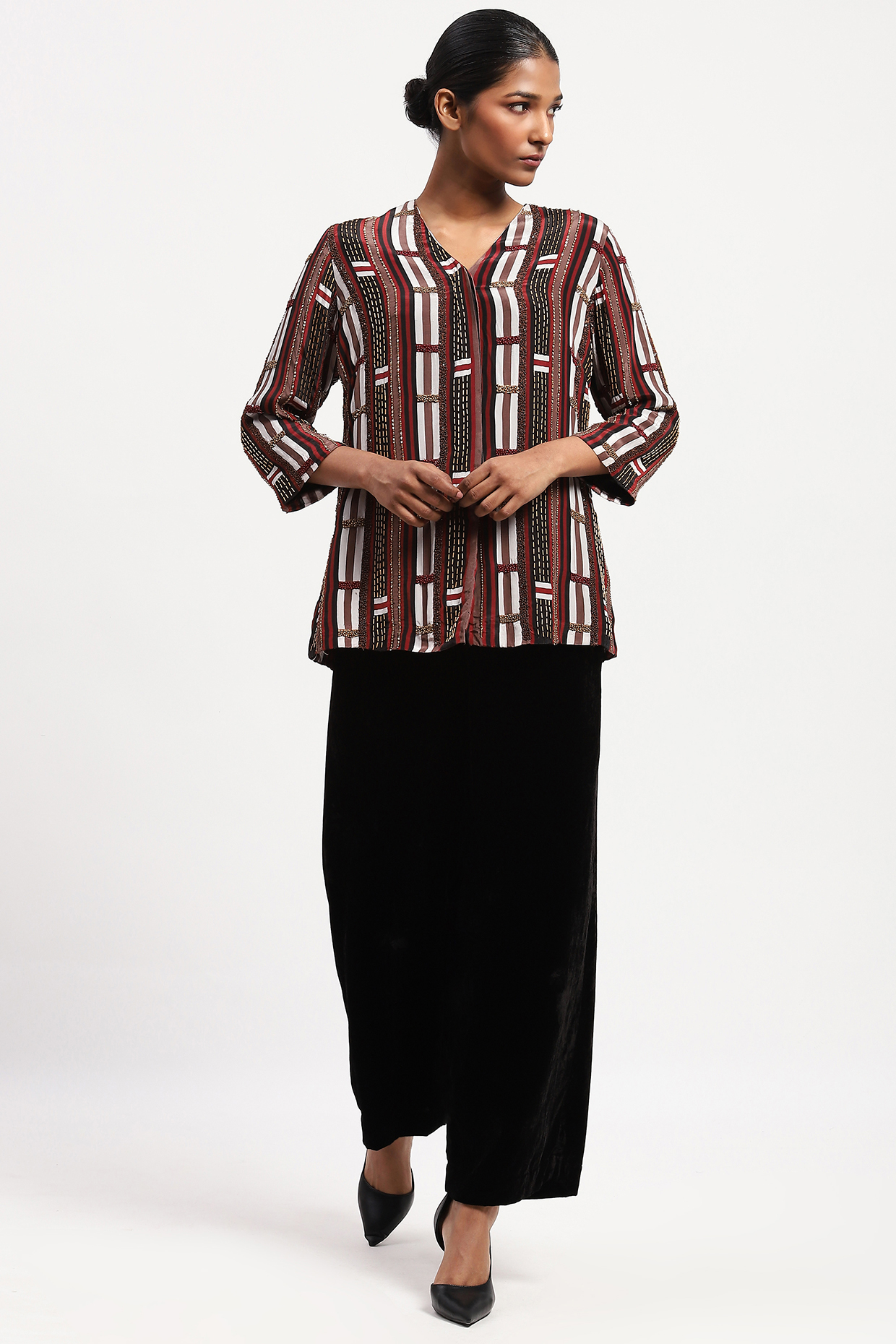 Multi-Colored Crepe Printed Shirt by Abraham & Thakore at Pernia's Pop Up Shop