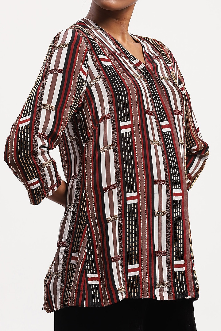 Multi-Colored Crepe Printed Shirt by Abraham & Thakore at Pernia's Pop Up Shop