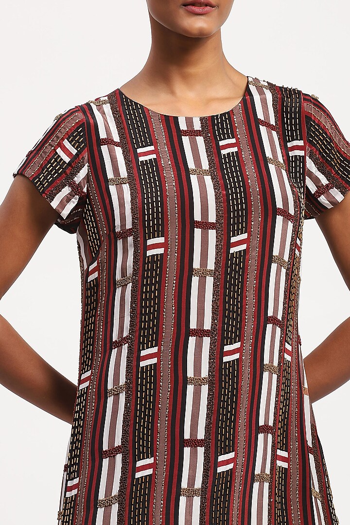 Multi-Colored Crepe Printed Maxi Cocktail Dress by Abraham & Thakore at Pernia's Pop Up Shop