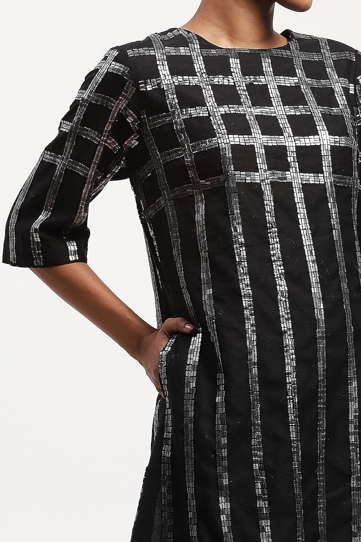 Black Chanderi Sequins Embroidered Mini Cocktail Dress by Abraham & Thakore at Pernia's Pop Up Shop