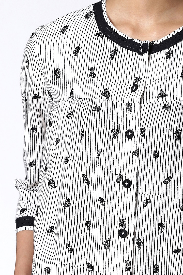 Black & White Hand Block Printed Top by Abraham & Thakore at Pernia's Pop Up Shop