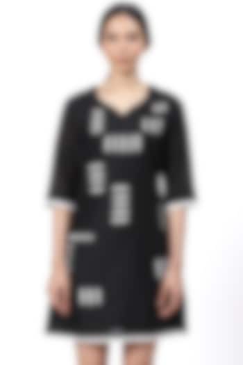 Black & White Embroidered Dress by Abraham & Thakore