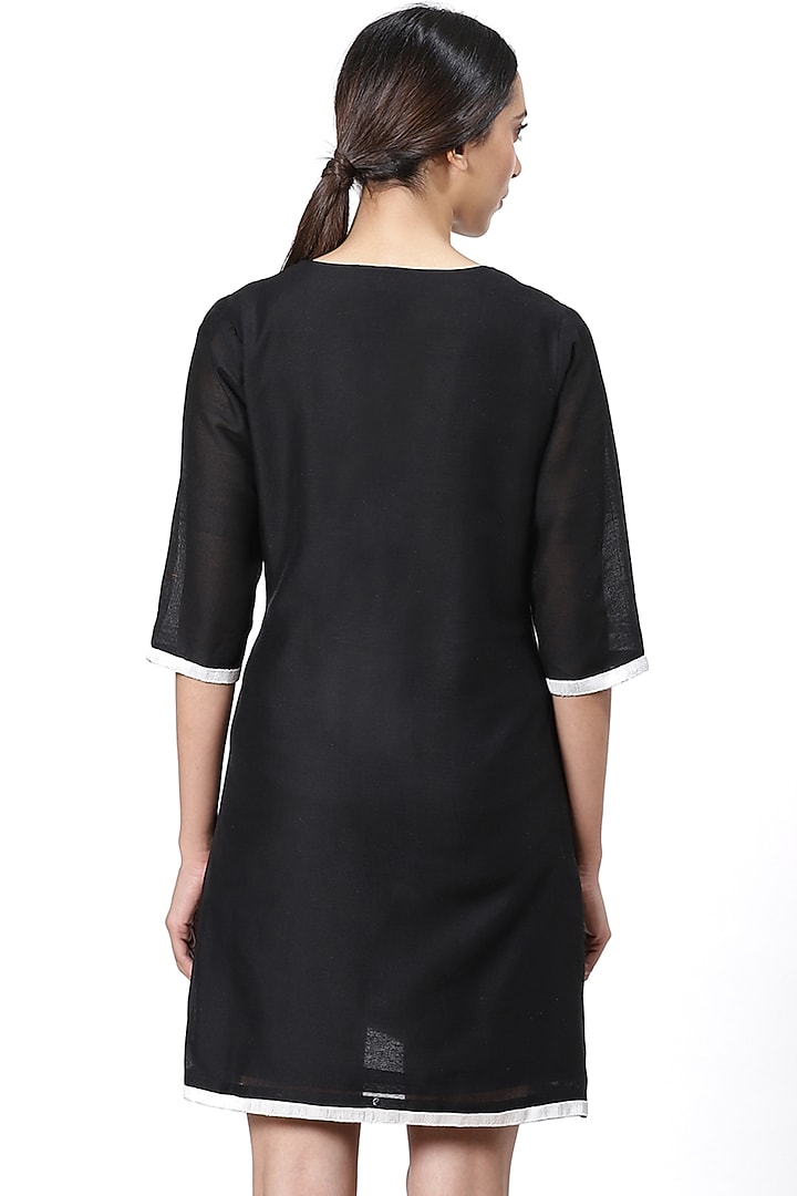 Black & White Embroidered Summer Dress by Abraham & Thakore at Pernia's Pop Up Shop