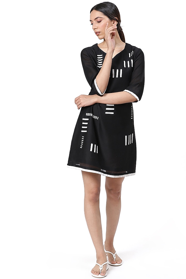 Black & White Embroidered Summer Dress by Abraham & Thakore at Pernia's Pop Up Shop
