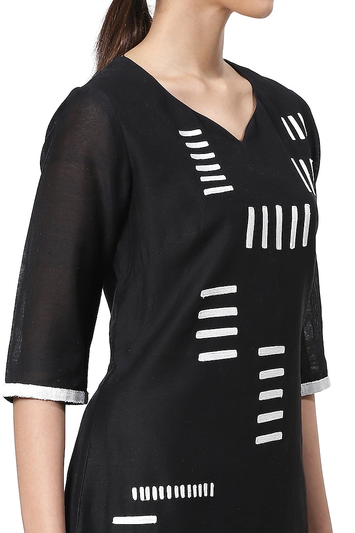 Black & White Embroidered Summer Dress by Abraham & Thakore at Pernia's Pop Up Shop