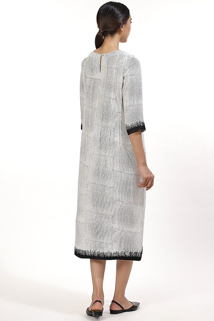 Black & White Hand Block Printed Summer Dress by Abraham & Thakore at Pernia's Pop Up Shop