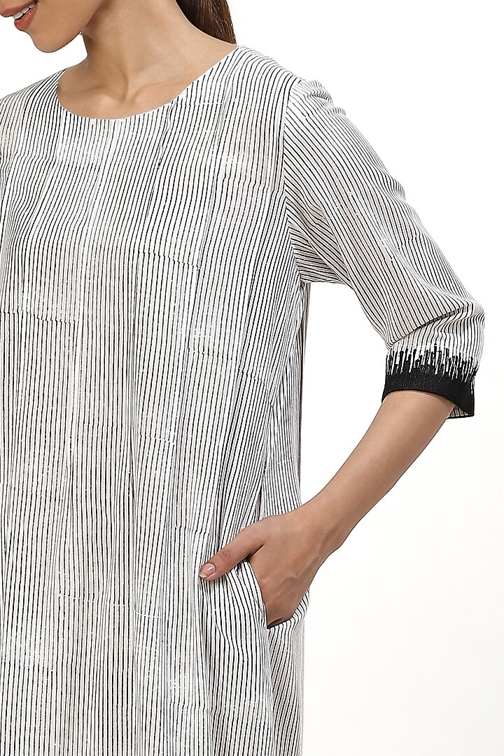 Black & White Hand Block Printed Summer Dress by Abraham & Thakore at Pernia's Pop Up Shop