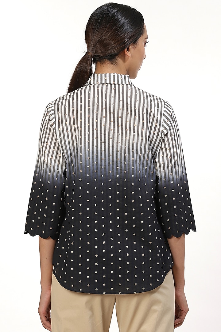 Black & White Striped Ombre Shirt by Abraham & Thakore at Pernia's Pop Up Shop