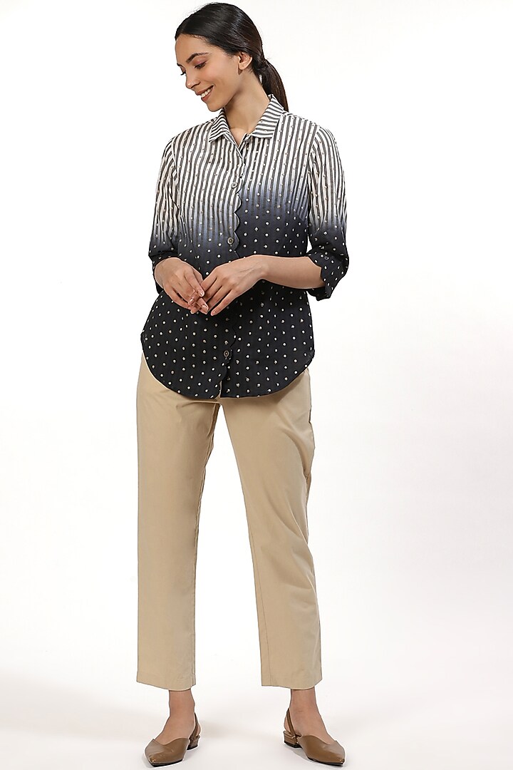 Black & White Striped Ombre Shirt by Abraham & Thakore at Pernia's Pop Up Shop
