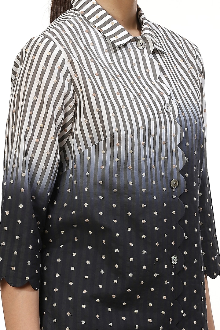 Black & White Striped Ombre Shirt by Abraham & Thakore at Pernia's Pop Up Shop