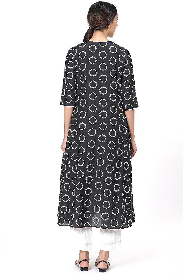 Black Kalidar Kurta With Motif by Abraham & Thakore at Pernia's Pop Up Shop