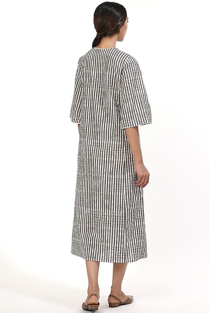 Ivory & Grey Striped Summer Dress by Abraham & Thakore at Pernia's Pop Up Shop