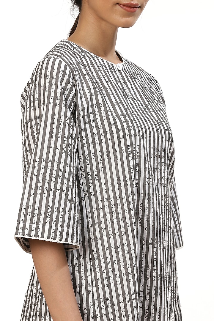 Ivory & Grey Striped Summer Dress by Abraham & Thakore at Pernia's Pop Up Shop