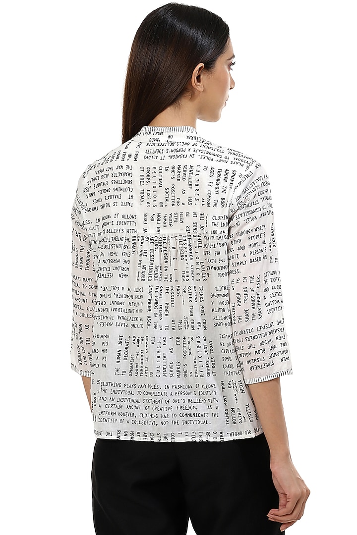 Ivory & Black Textured Top by Abraham & Thakore at Pernia's Pop Up Shop