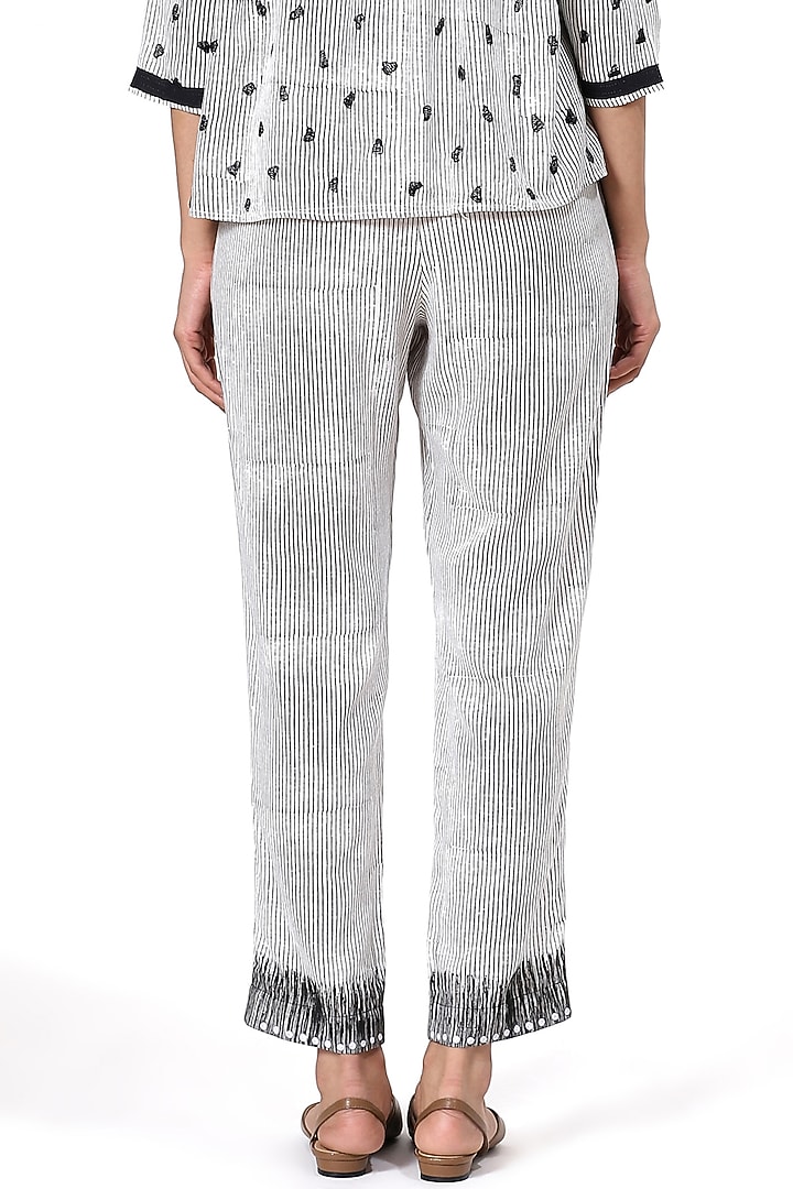 Ivory & Black Block Printed Pants by Abraham & Thakore at Pernia's Pop Up Shop