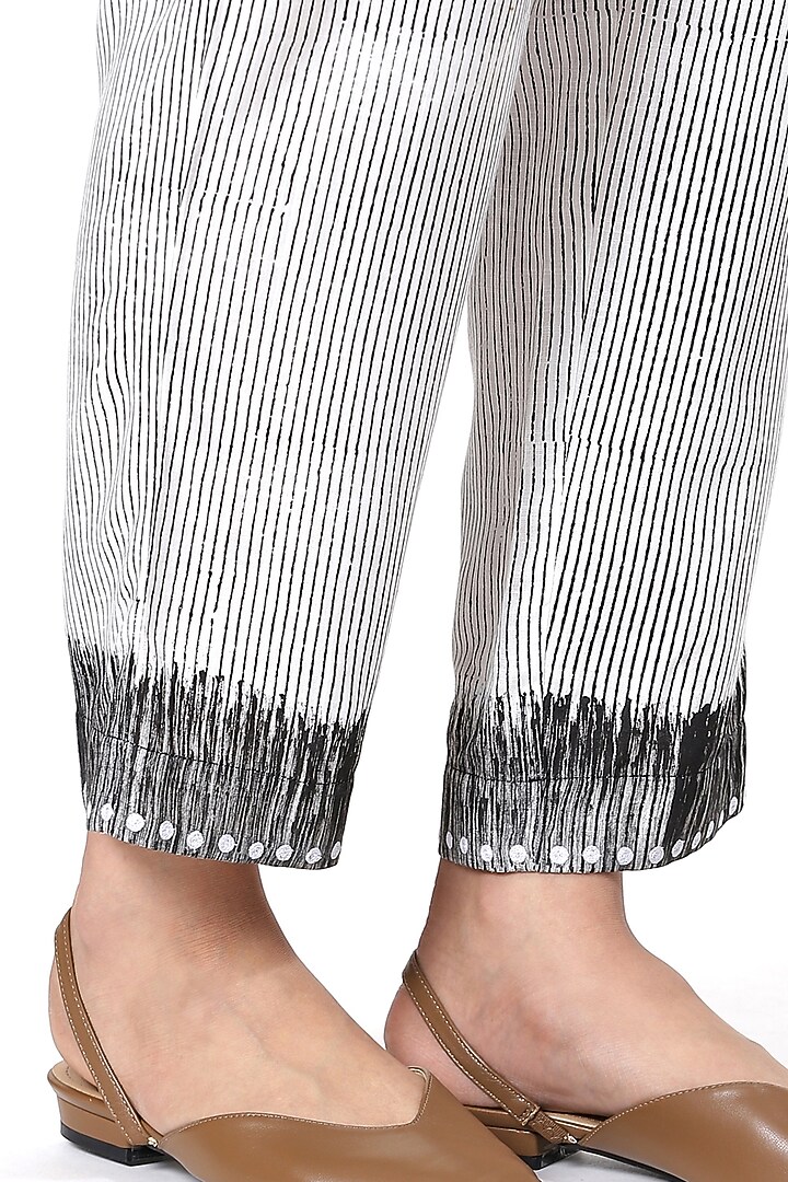 Ivory & Black Block Printed Pants by Abraham & Thakore at Pernia's Pop Up Shop