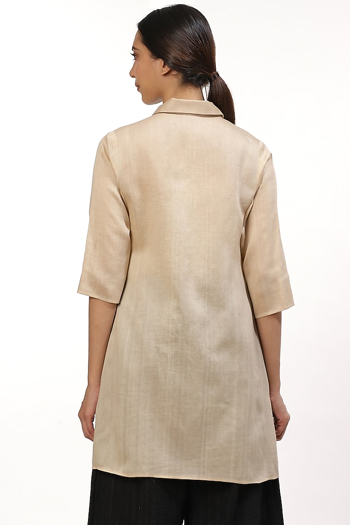 Ivory & Beige Shirt by Abraham & Thakore at Pernia's Pop Up Shop