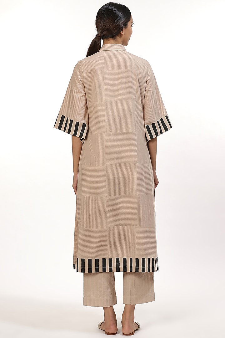 Beige Printed Shirt Kurta by Abraham & Thakore at Pernia's Pop Up Shop