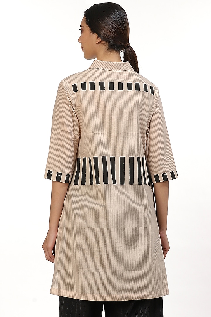 Beige & Black Printed Shirt by Abraham & Thakore at Pernia's Pop Up Shop