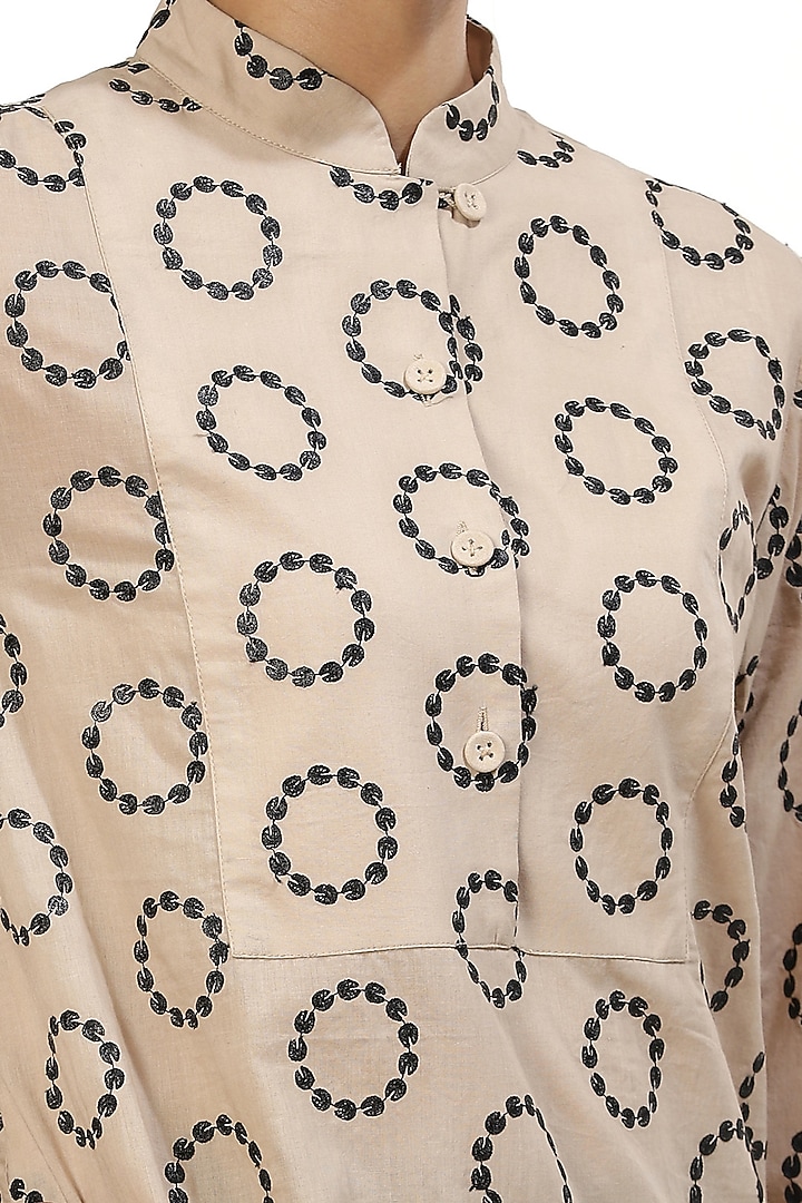 Beige & Black Motif Tunic by Abraham & Thakore at Pernia's Pop Up Shop