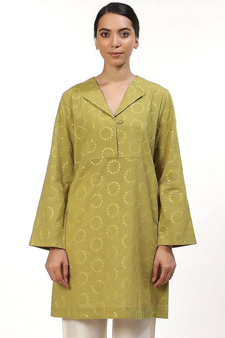 Amla & Lime Motif Midi Tunic by Abraham & Thakore at Pernia's Pop Up Shop