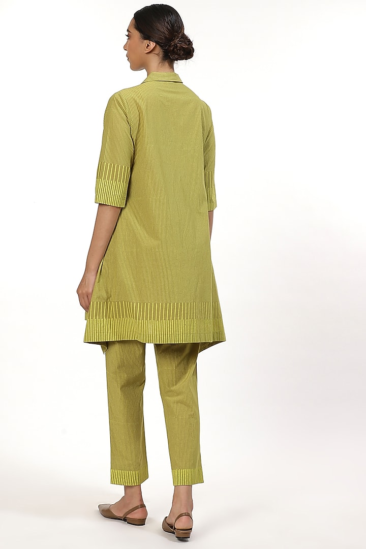 Amla & Lime Printed Shirt Tunic by Abraham & Thakore at Pernia's Pop Up Shop