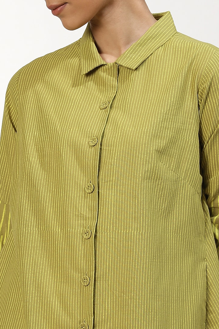 Amla & Lime Printed Shirt Tunic by Abraham & Thakore at Pernia's Pop Up Shop