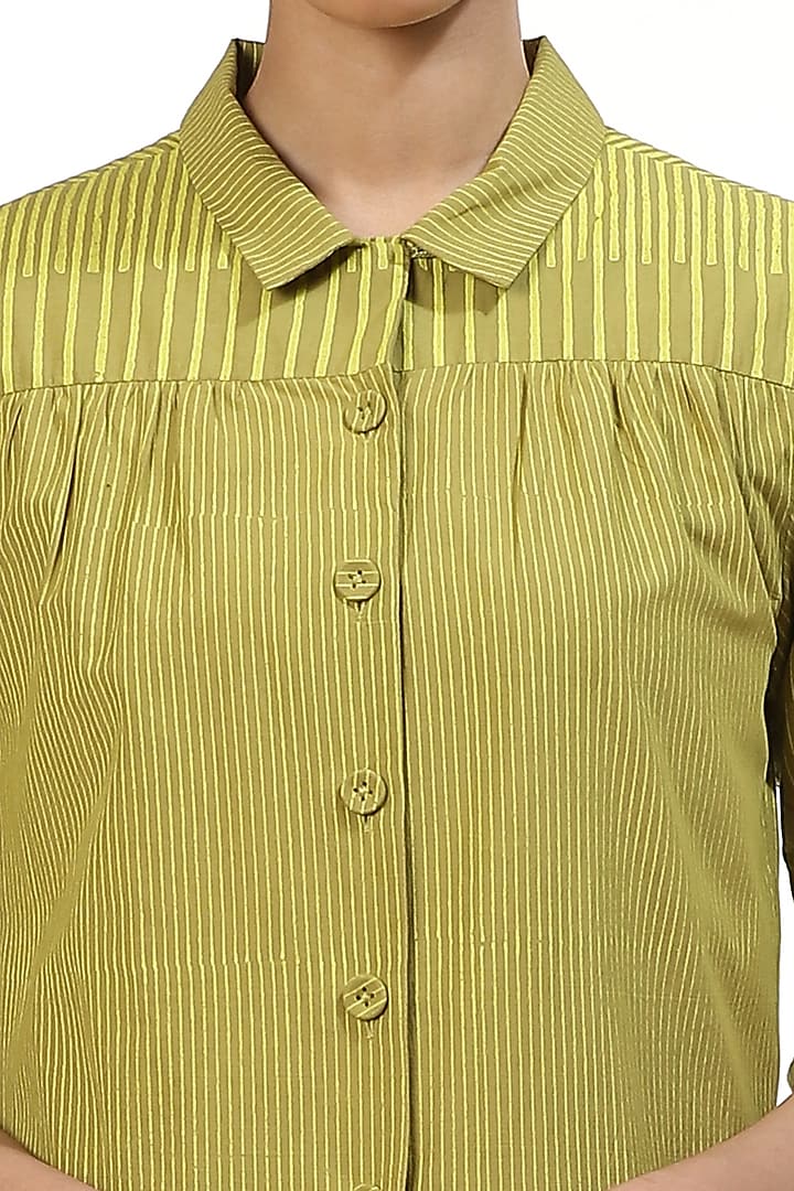 Amla & Lime Printed Long Shirt Kurta by Abraham & Thakore at Pernia's Pop Up Shop