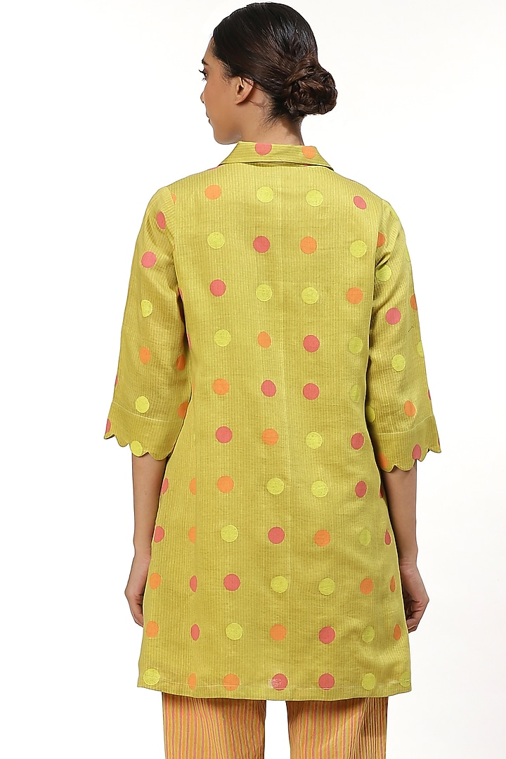Lime Hand Printed Shirt by Abraham & Thakore at Pernia's Pop Up Shop
