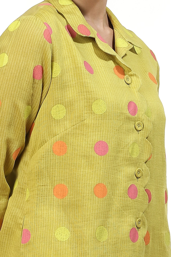 Lime Hand Printed Shirt by Abraham & Thakore at Pernia's Pop Up Shop