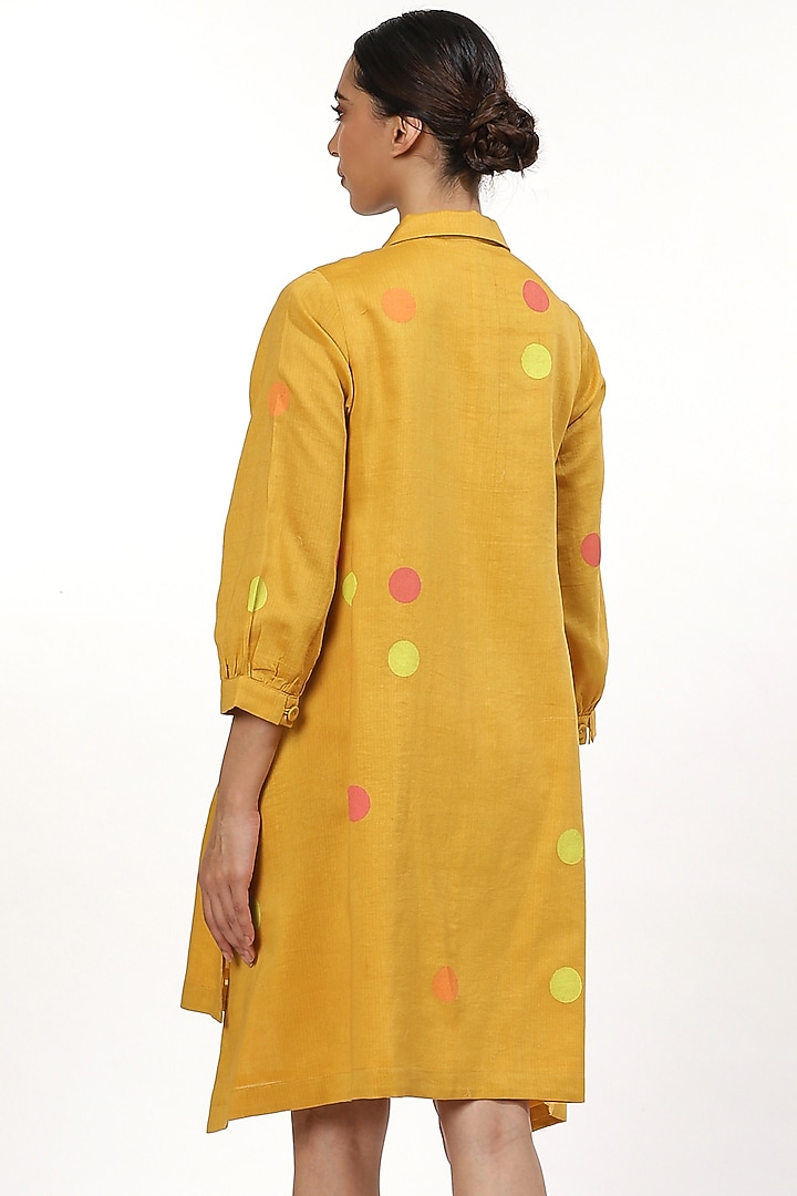 Yellow Dot Printed Shirt Top by Abraham & Thakore at Pernia's Pop Up Shop