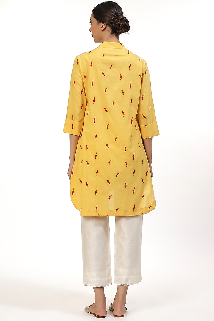 Yellow Embroidered Shirt by Abraham & Thakore at Pernia's Pop Up Shop