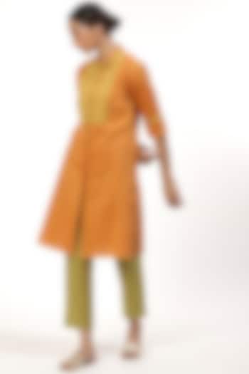 Orange Shirt With Front Buttons by Abraham & Thakore
