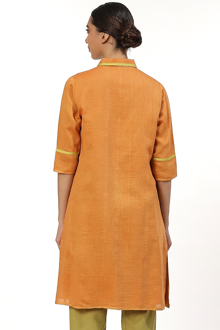 Orange Shirt With Front Buttons by Abraham & Thakore at Pernia's Pop Up Shop
