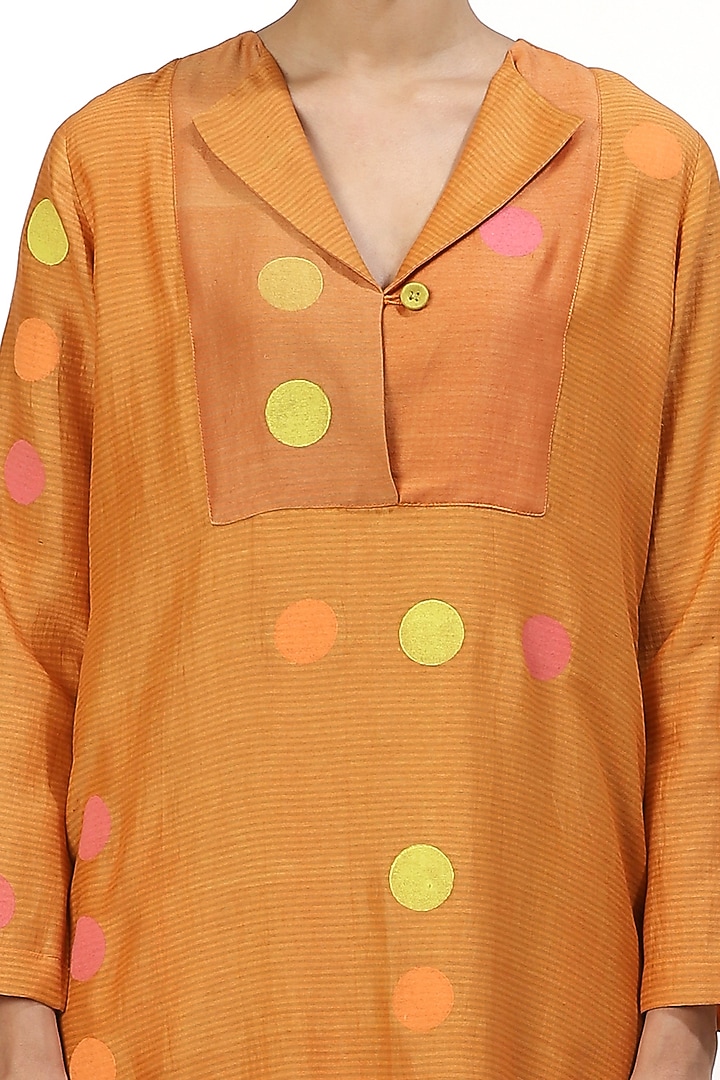 Orange Hand Block Printed Tunic by Abraham & Thakore at Pernia's Pop Up Shop